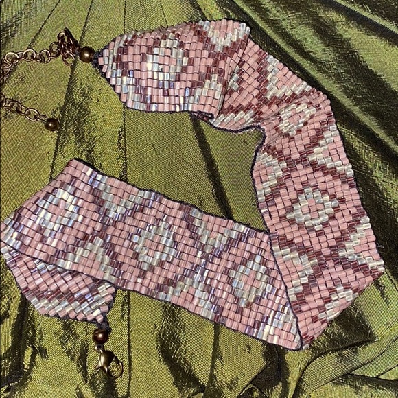 Tribal Geometric Beaded Choker/ Bracelet - Picture 2 of 8